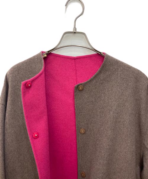 SIMPLICITE（シンプリシテ）simplicite (シンプリシテ) S120ブレンドリバーシブルコート ブラウン×ピンク サイズ:Ｍの古着・服飾アイテム