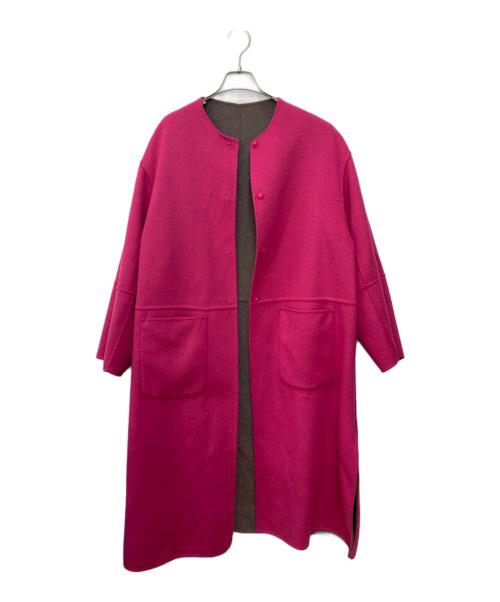 SIMPLICITE（シンプリシテ）simplicite (シンプリシテ) S120ブレンドリバーシブルコート ブラウン×ピンク サイズ:Ｍの古着・服飾アイテム