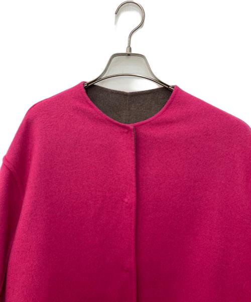 SIMPLICITE（シンプリシテ）simplicite (シンプリシテ) S120ブレンドリバーシブルコート ブラウン×ピンク サイズ:Ｍの古着・服飾アイテム