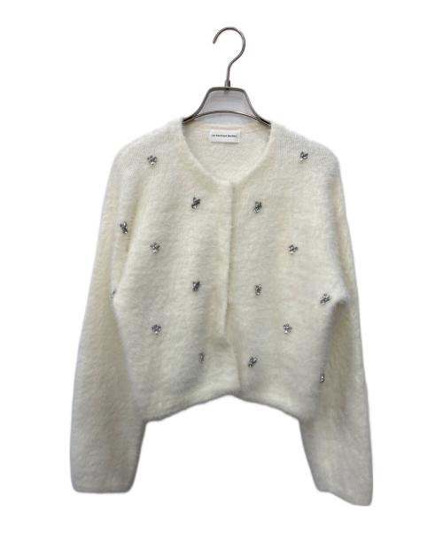 La boutique BonBon（ラブティックボンボン）La boutique BonBon (ラブティックボンボン) フェザーヤーンビジュー刺繍ジャケットカーディガン アイボリー サイズ:FREEの古着・服飾アイテム