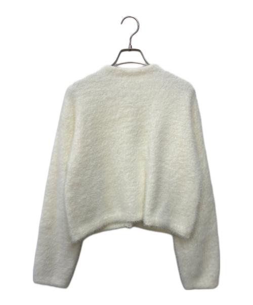 La boutique BonBon（ラブティックボンボン）La boutique BonBon (ラブティックボンボン) フェザーヤーンビジュー刺繍ジャケットカーディガン アイボリー サイズ:FREEの古着・服飾アイテム