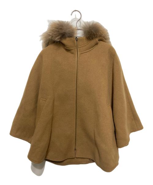 sheller（シェリエ）sheller (シェリエ) FOX fur cape coat ブラウン サイズ:FREEの古着・服飾アイテム