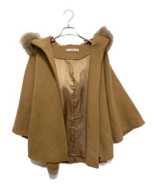 sheller（シェリエ）sheller (シェリエ) FOX fur cape coat ブラウン サイズ:FREEの古着・服飾アイテム
