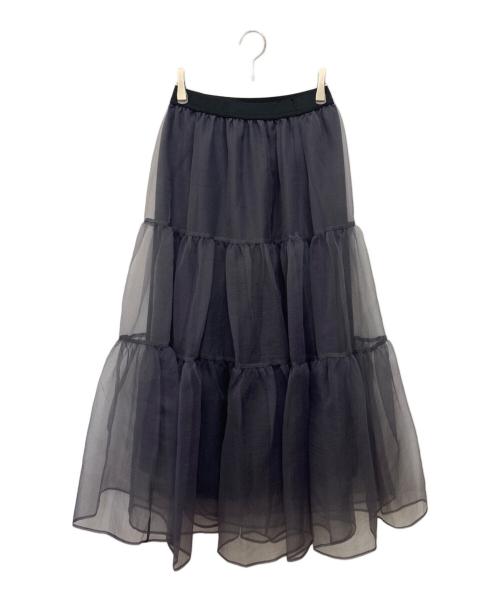 La boutique BonBon（ラブティックボンボン）La boutique BonBon (ラブティックボンボン) シアーオーガンジーティアードスカート グレー サイズ:S 未使用品の古着・服飾アイテム