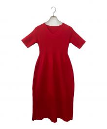 ROSSO（ロッソ）の古着「フォルムニットVネックワンピース」｜レッド