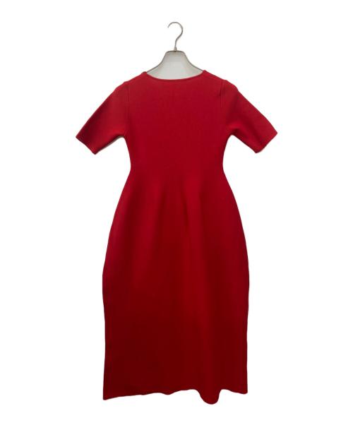 ROSSO（ロッソ）ROSSO (ロッソ) フォルムニットVネックワンピース レッド サイズ:Ｍ 未使用品の古着・服飾アイテム