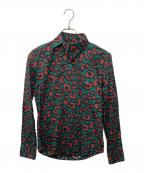 Vivienne Westwood manヴィヴィアン ウェストウッド マン）の古着「オーブ刺繍レオパード柄アシンメトリーシャツ」｜グリーン