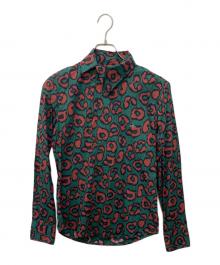 Vivienne Westwood man（ヴィヴィアン ウェストウッド マン）の古着「オーブ刺繍レオパード柄アシンメトリーシャツ」｜グリーン