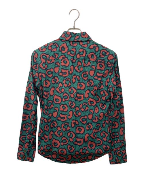 Vivienne Westwood man（ヴィヴィアン ウェストウッド マン）Vivienne Westwood man (ヴィヴィアン ウェストウッド マン) オーブ刺繍レオパード柄アシンメトリーシャツ グリーン サイズ:44の古着・服飾アイテム