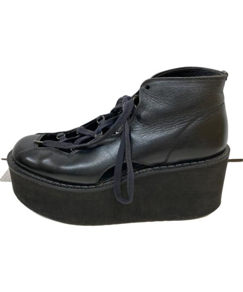YOHJI YAMAMOTO（ヨウジヤマモト）YOHJI YAMAMOTO (ヨウジヤマモト) プラットフォームギリーシューズ ブラック サイズ:Sの古着・服飾アイテム