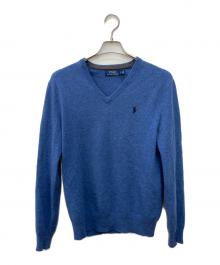 POLO RALPH LAUREN（ポロ・ラルフローレン）の古着「ウールVネックニット」｜ブルー