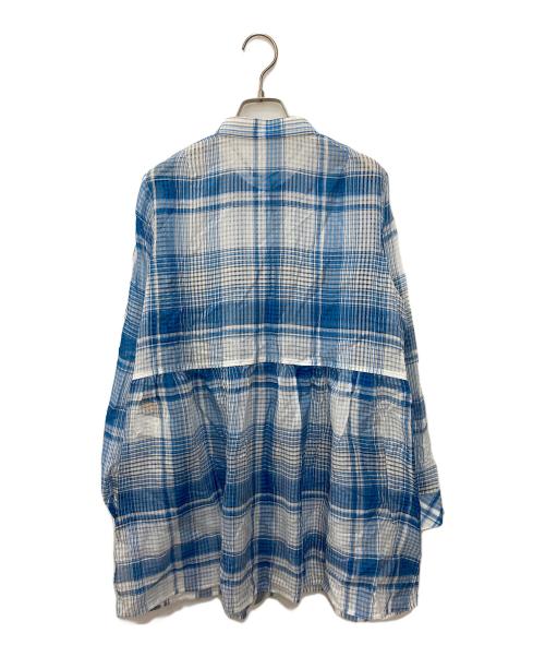 Leilian（レリアン）Leilian (レリアン) シルク混 チェック柄シャツ ブルー サイズ:11の古着・服飾アイテム