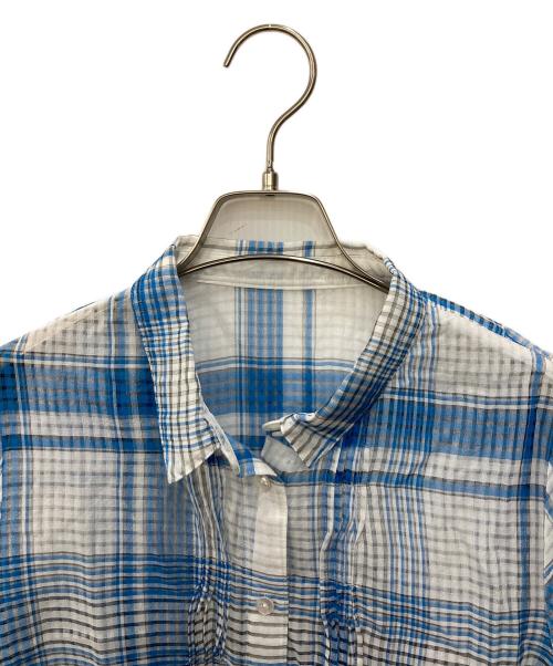 Leilian（レリアン）Leilian (レリアン) シルク混 チェック柄シャツ ブルー サイズ:11の古着・服飾アイテム