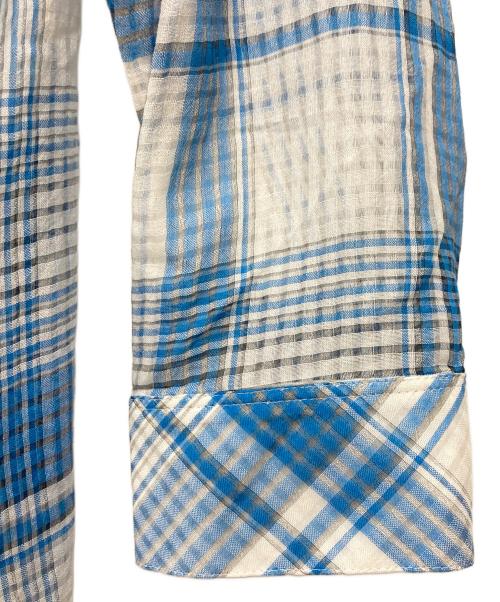 Leilian（レリアン）Leilian (レリアン) シルク混 チェック柄シャツ ブルー サイズ:11の古着・服飾アイテム