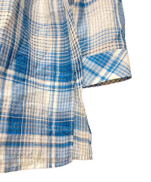 Leilian（レリアン）Leilian (レリアン) シルク混 チェック柄シャツ ブルー サイズ:11の古着・服飾アイテム