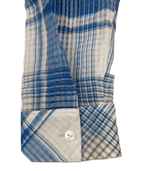 Leilian（レリアン）Leilian (レリアン) シルク混 チェック柄シャツ ブルー サイズ:11の古着・服飾アイテム