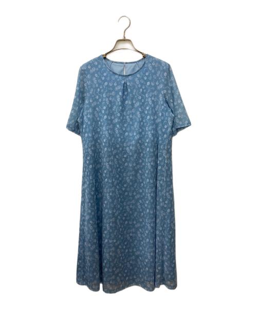 Leilian（レリアン）LEILIAN (レリアン) 総柄ワンピース ブルー サイズ:13の古着・服飾アイテム