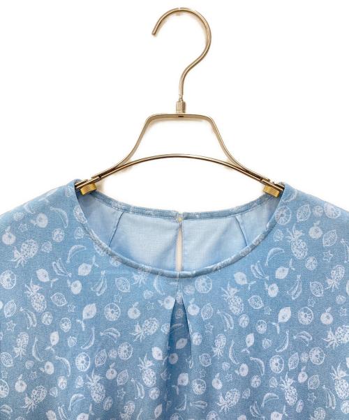 Leilian（レリアン）LEILIAN (レリアン) 総柄ワンピース ブルー サイズ:13の古着・服飾アイテム