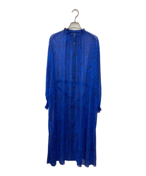 Gabardine K.T（ギャバシンケーティー）Gabardine K.T (ギャバシンケーティー) 楊柳ジョーゼット更紗プリント ブラウスドレス ブルー サイズ:9の古着・服飾アイテム