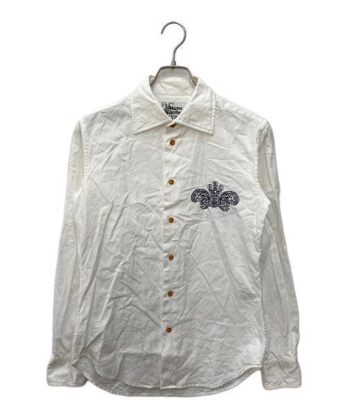 Vivienne Westwood man（ヴィヴィアン ウェストウッド マン）Vivienne Westwood man (ヴィヴィアン ウェストウッド マン) オーブ刺繍シャツ ホワイト サイズ:44の古着・服飾アイテム