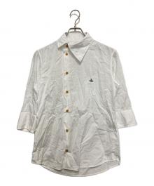 Vivienne Westwood man（ヴィヴィアン ウェストウッド マン）の古着「アシメデザイン７分袖オーブ刺繍シャツ」｜ホワイト