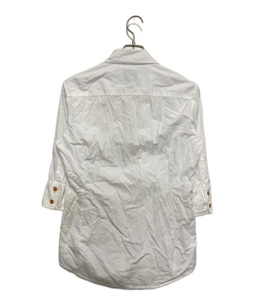 Vivienne Westwood man（ヴィヴィアン ウェストウッド マン）Vivienne Westwood man (ヴィヴィアン ウェストウッド マン) アシメデザイン７分袖オーブ刺繍シャツ ホワイト サイズ:44の古着・服飾アイテム