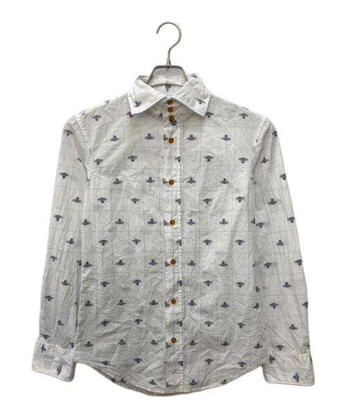 Vivienne Westwood man（ヴィヴィアン ウェストウッド マン）Vivienne Westwood man (ヴィヴィアン ウェストウッド マン) 総柄オーブ刺繍シャツ ホワイト サイズ:SIZE44の古着・服飾アイテム