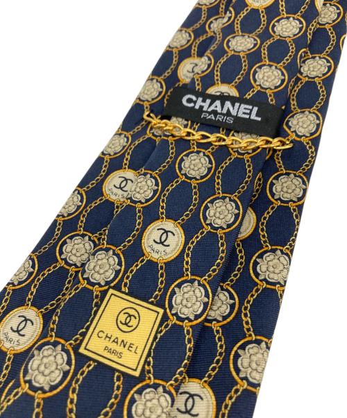 CHANEL（シャネル）CHANEL (シャネル) ココマークチェーンカメリアネクタイ ネイビー サイズ:不明の古着・服飾アイテム