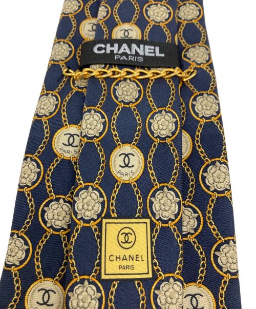 CHANEL（シャネル）CHANEL (シャネル) ココマークチェーンカメリアネクタイ ネイビー サイズ:不明の古着・服飾アイテム