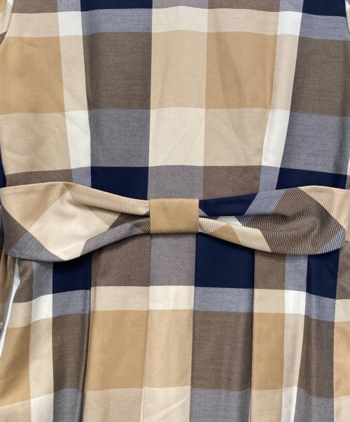 BLUE LABEL CRESTBRIDGE（ブルーレーベルクレストブリッジ）BLUE LABEL CRESTBRIDGE (ブルーレーベルクレストブリッジ) チェックワンピース ベージュ×ネイビー サイズ:サイズ38の古着・服飾アイテム