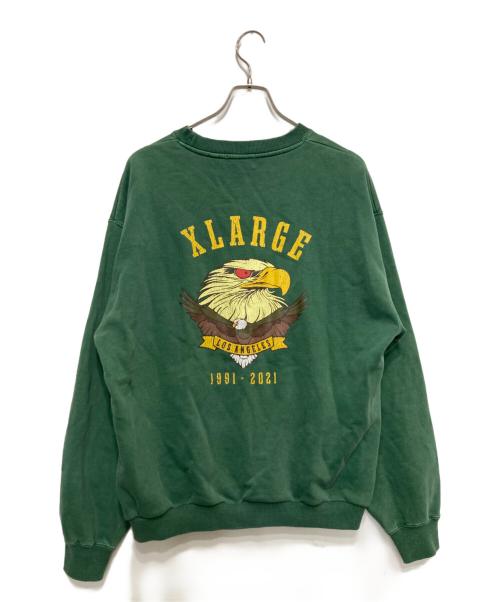 X-LARGE（エクストララージ）X-LARGE (エクストララージ) EAGLE LOGO PIGMENT CREWNECK SWEAT グリーン サイズ:Mの古着・服飾アイテム