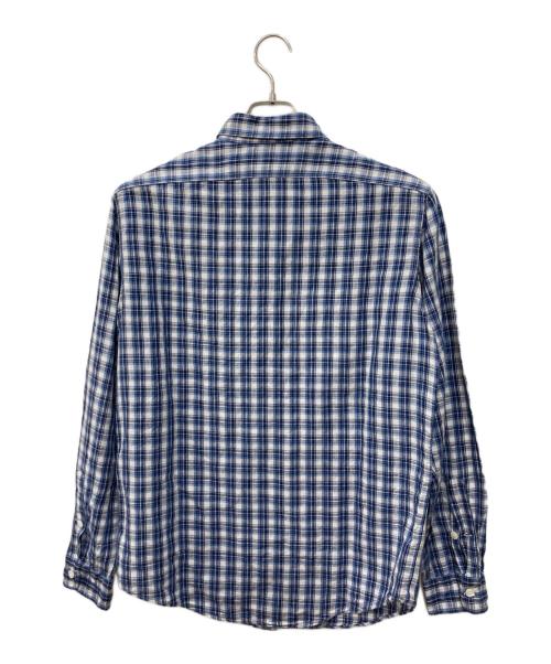 POLO RALPH LAUREN（ポロ・ラルフローレン）POLO RALPH LAUREN (ポロ・ラルフローレン) リネン混猫目ボタンフラップポケットワークシャツ ネイビー サイズ:Mの古着・服飾アイテム