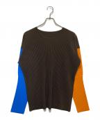 HOMME PLISSE ISSEY MIYAKEオム プリッセ イッセイ ミヤケ）の古着「プリーツカットソー」｜ブラウン×ブルー