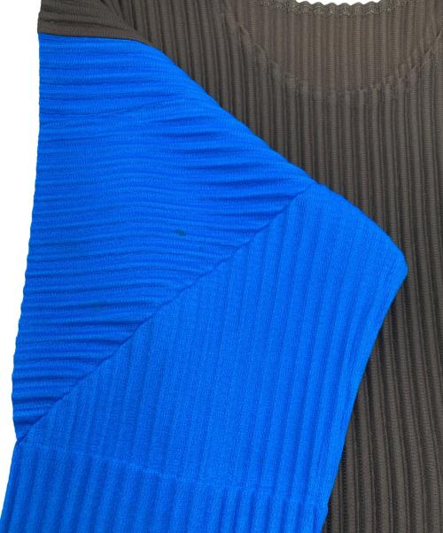 HOMME PLISSE ISSEY MIYAKE（オム プリッセ イッセイ ミヤケ）HOMME PLISSE ISSEY MIYAKE (オム プリッセ イッセイ ミヤケ) プリーツカットソー ブラウン×ブルー サイズ:FREEの古着・服飾アイテム