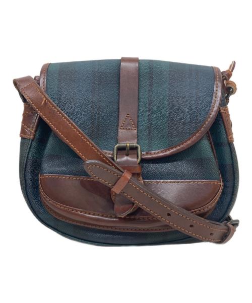 POLO RALPH LAUREN（ポロ・ラルフローレン）POLO RALPH LAUREN (ポロ・ラルフローレン) レザー切替ショルダーバッグ ブラウン×グリーンの古着・服飾アイテム