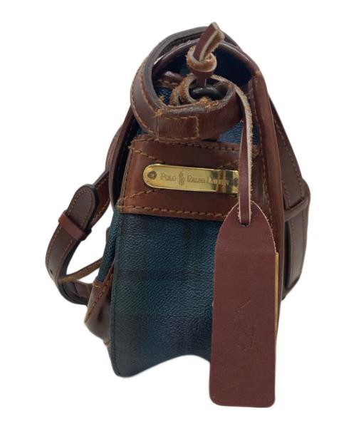 POLO RALPH LAUREN（ポロ・ラルフローレン）POLO RALPH LAUREN (ポロ・ラルフローレン) レザー切替ショルダーバッグ ブラウン×グリーンの古着・服飾アイテム