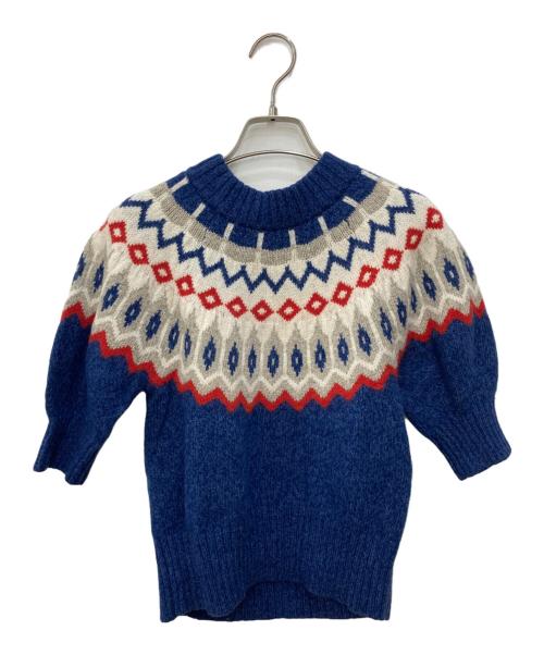 POLO RALPH LAUREN（ポロ・ラルフローレン）POLO RALPH LAUREN (ポロ・ラルフローレン) Fair Isle Puff-Sleeve Sweater ネイビー サイズ:XSの古着・服飾アイテム