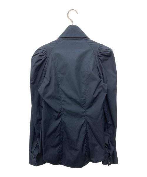 Vivienne Westwood（ヴィヴィアンウエストウッド）Vivienne Westwood (ヴィヴィアンウエストウッド) ビッグカラーオーブ刺繍シャツ ネイビー サイズ:12の古着・服飾アイテム