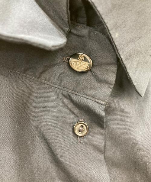 Vivienne Westwood（ヴィヴィアンウエストウッド）Vivienne Westwood (ヴィヴィアンウエストウッド) ビッグカラーオーブ刺繍シャツ ネイビー サイズ:12の古着・服飾アイテム
