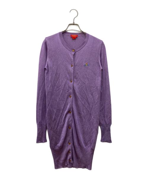 Vivienne Westwood RED LABEL（ヴィヴィアンウエストウッドレッドレーベル）Vivienne Westwood RED LABEL (ヴィヴィアンウエストウッドレッドレーベル) オーブ刺繍ラメニットカーディガン パープル サイズ:Sの古着・服飾アイテム