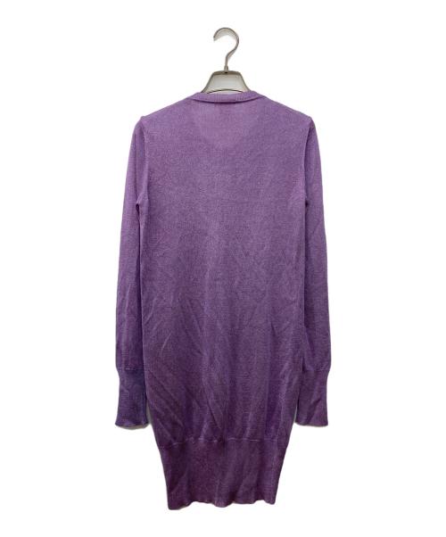 Vivienne Westwood RED LABEL（ヴィヴィアンウエストウッドレッドレーベル）Vivienne Westwood RED LABEL (ヴィヴィアンウエストウッドレッドレーベル) オーブ刺繍ラメニットカーディガン パープル サイズ:Sの古着・服飾アイテム