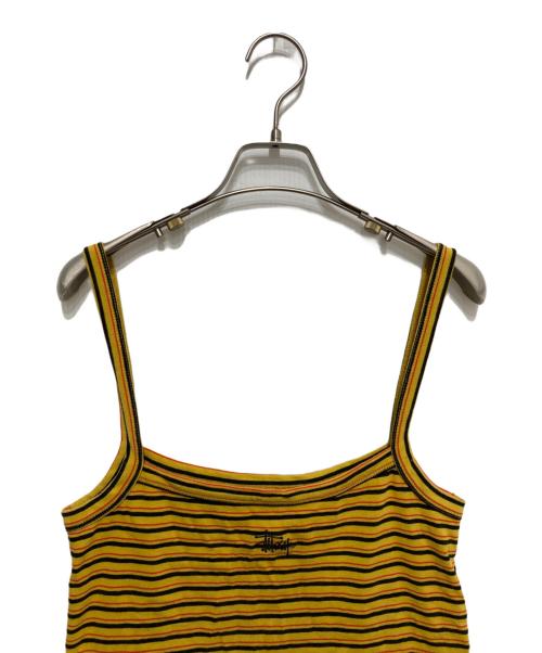 stussy（ステューシー）stussy (ステューシー) ロゴ刺繍キャミソール イエロー サイズ:XSの古着・服飾アイテム