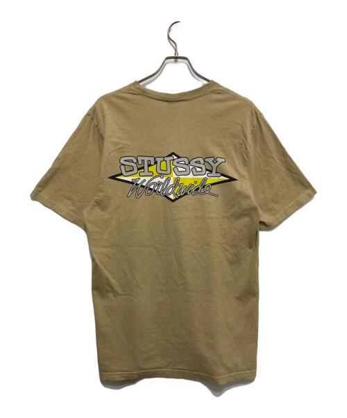 stussy（ステューシー）stussy (ステューシー) WOELDWIDE DIAMOND TEE ベージュ サイズ:Mの古着・服飾アイテム