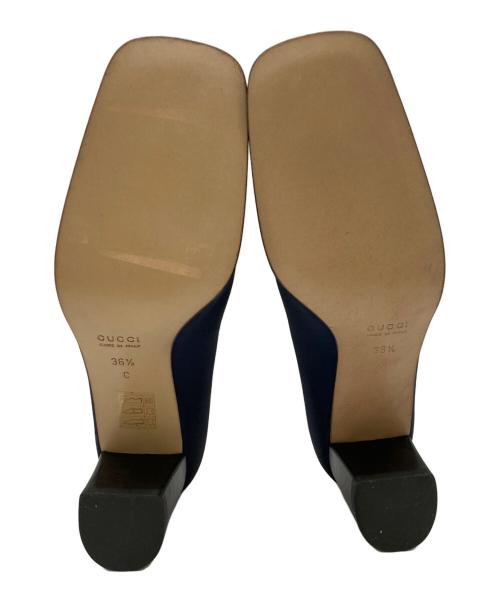 GUCCI（グッチ）GUCCI (グッチ) スクエアビットヒールパンプス ネイビー サイズ:36　1/2の古着・服飾アイテム