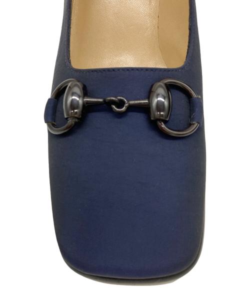 GUCCI（グッチ）GUCCI (グッチ) スクエアビットヒールパンプス ネイビー サイズ:36　1/2の古着・服飾アイテム