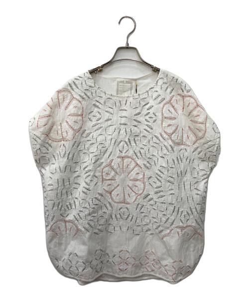 BEARDSLEY（ビアズリー）BEARDSLEY (ビアズリー) ハンドメイド 刺繍ノースリーブブラウス ホワイト サイズ:F 未使用品の古着・服飾アイテム