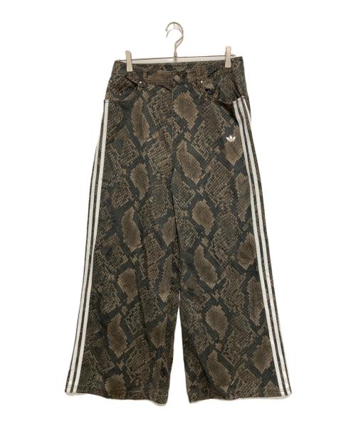 adidas（アディダス）adidas (アディダス) スネークプリント デニム ルーズ パンツ ブラウン サイズ:不明の古着・服飾アイテム