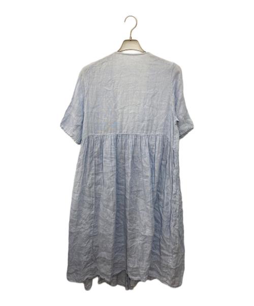 nest Robe（ネストローブ）nest Robe (ネストローブ) リネン カシュクールワンピース ブルー サイズ:不明の古着・服飾アイテム