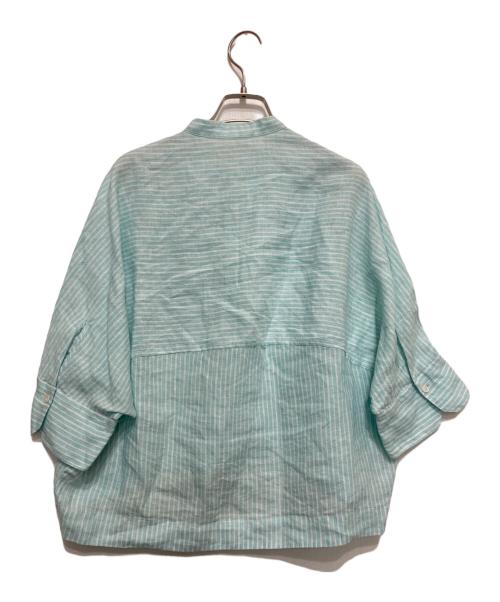 MACPHEE（マカフィー）MACPHEE (マカフィー) リネンシャーティング クロップドシャツ ブルー サイズ:36の古着・服飾アイテム