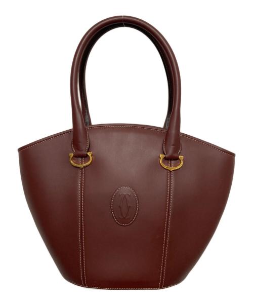 Cartier（カルティエ）Cartier (カルティエ) レザーハンドバッグ ボルドーの古着・服飾アイテム